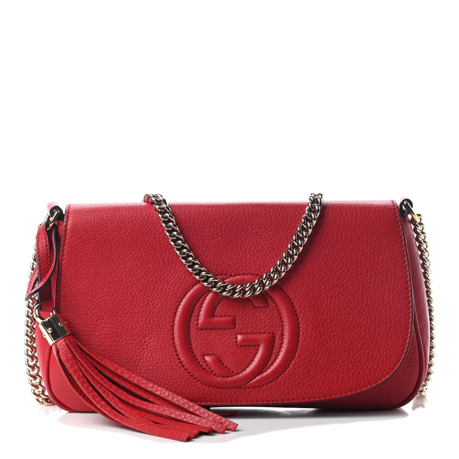 Gucci Pebbled Calfskin Medium Soho Flap Crossbody Red 1 of 9