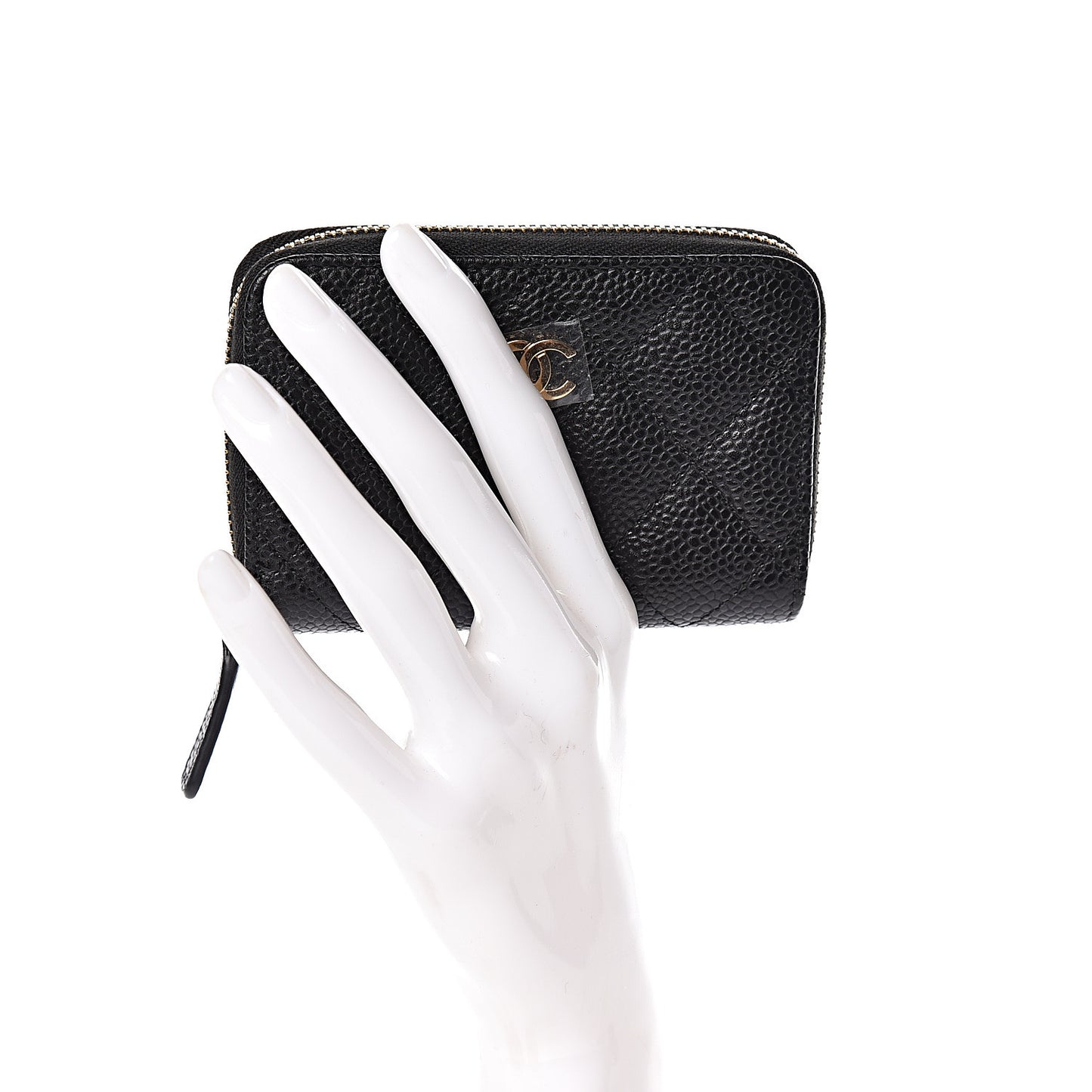 Caviar Quilted Zip Coin Purse Black