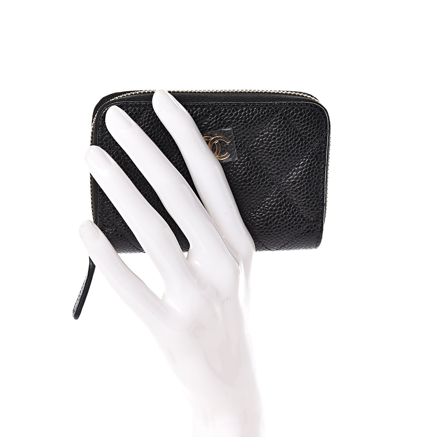 Chanel Caviar Quilted Zip Coin Purse Black 2 of 7