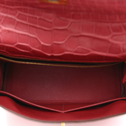 Hermes Matte Alligator Kelly Retourne 35 Rose De Bois 5 of 17