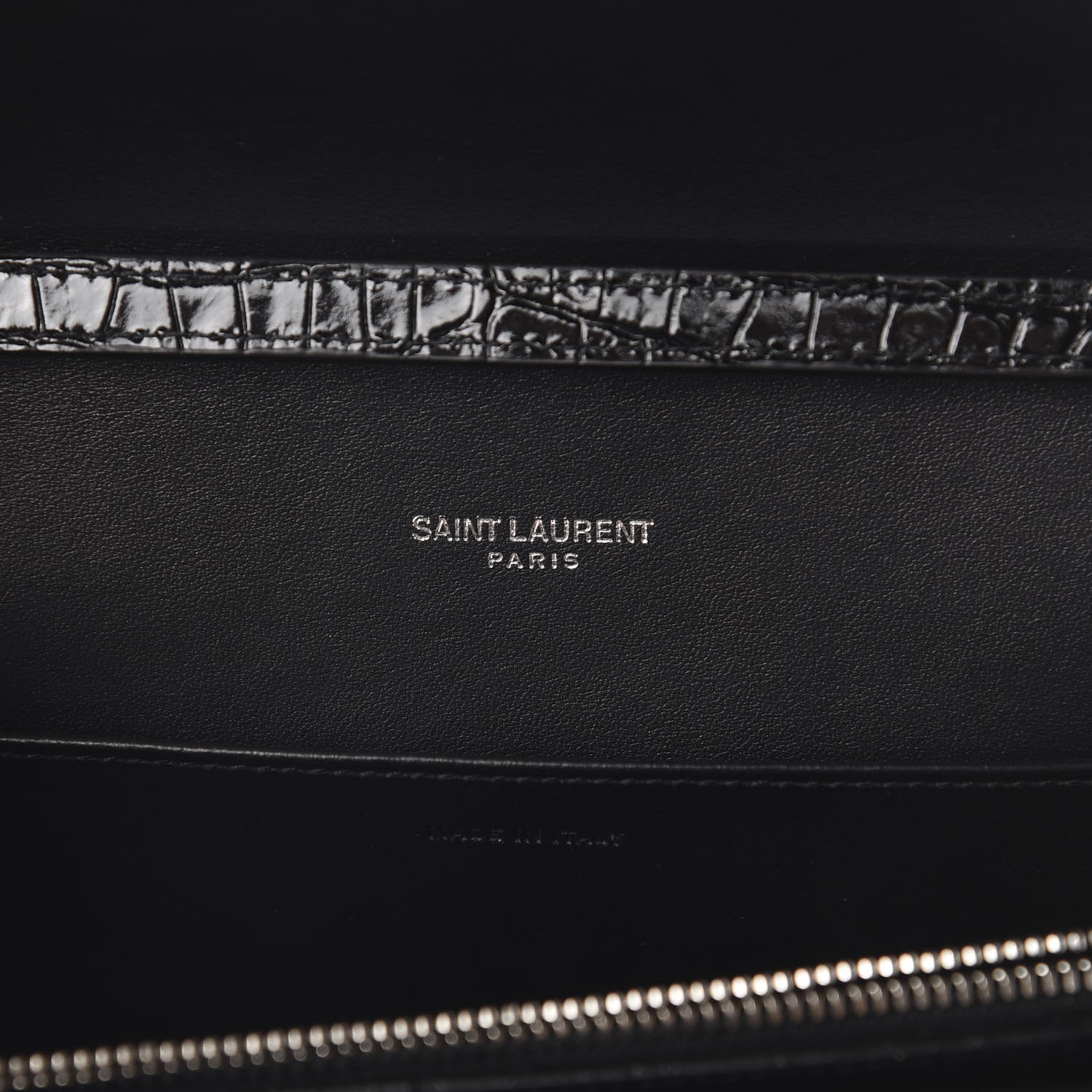 Saint Laurent Calfskin Crocodile Embossed Monogram Uptown Crossbody Black 5 of 10