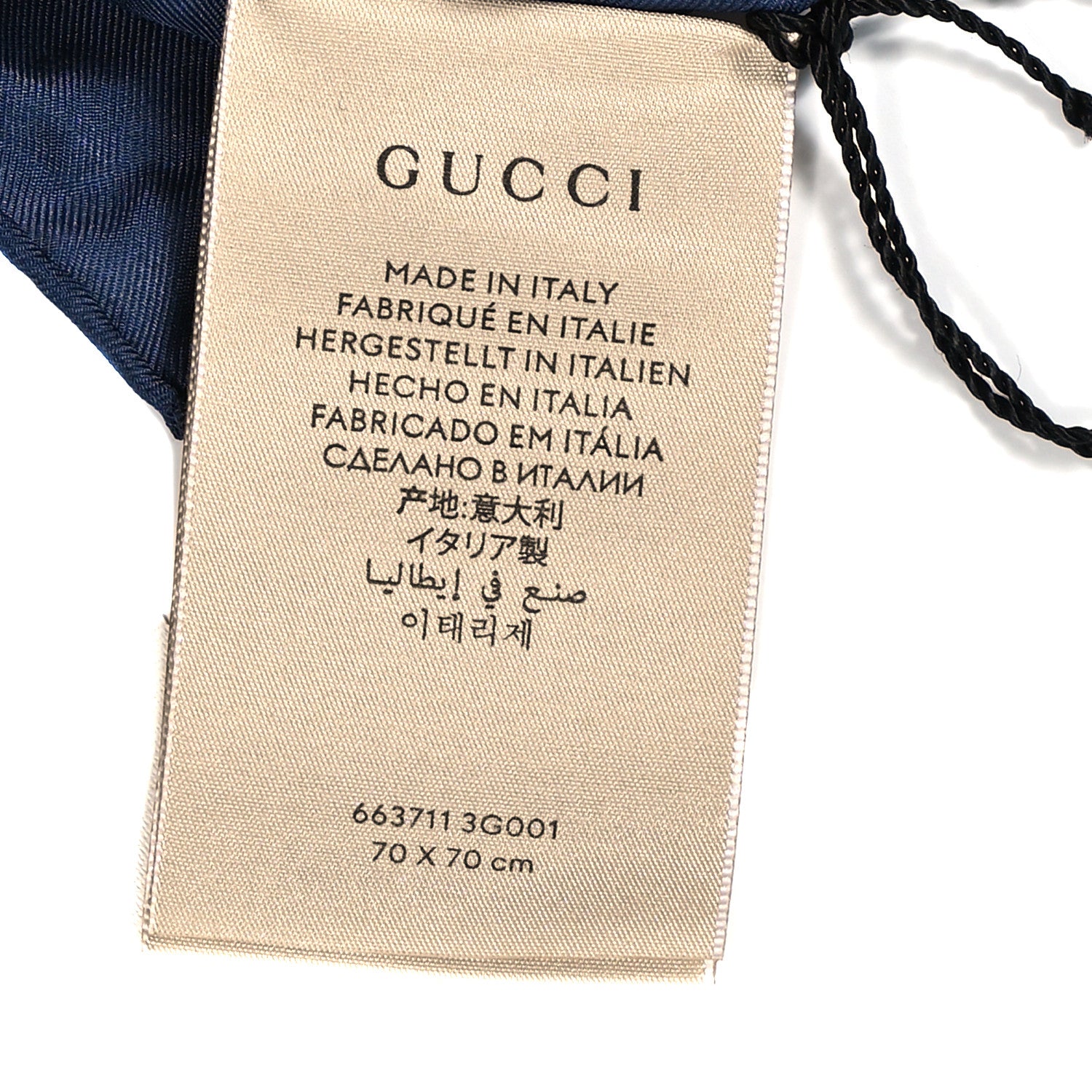 Gucci Silk Monogram GG Star Square Scarf Navy Yellow 3 of 3