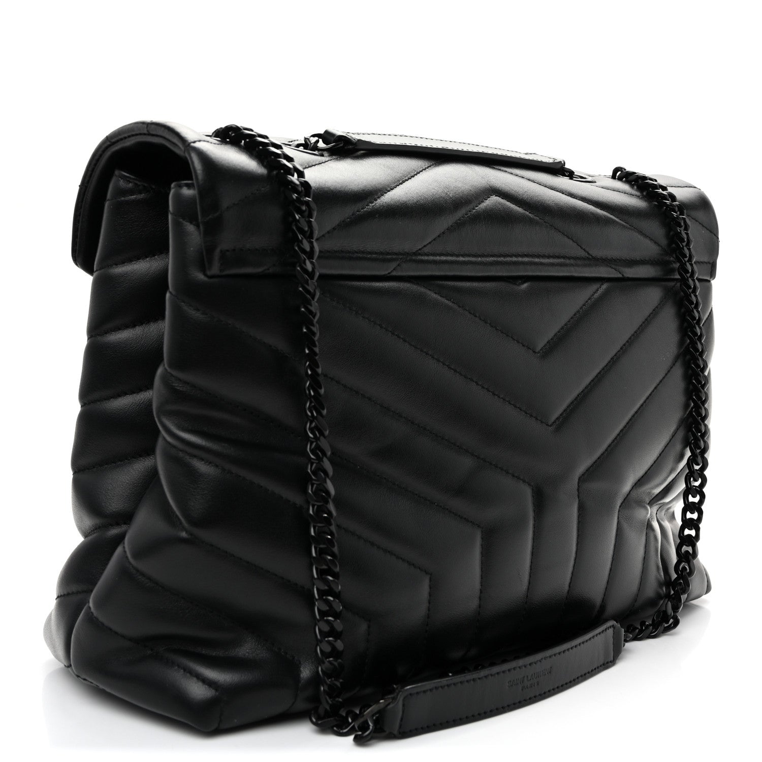 Saint Laurent Calfskin Y Quilted Monogram Monochrome Medium Loulou Chain Satchel Black 3 of 10
