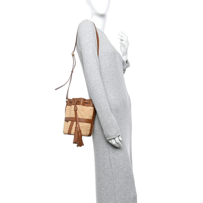 Saint Laurent Raffia Calfskin Seau Bucket Naturel Brick 2 of 10