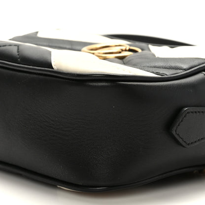 Gucci Calfskin Matelasse Mini GG Marmont Chain Shoulder Bag Black White 9 of 9