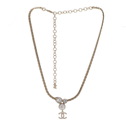Chanel Pearl Crystal CC Teardrop Braided Necklace Gold 3 of 6
