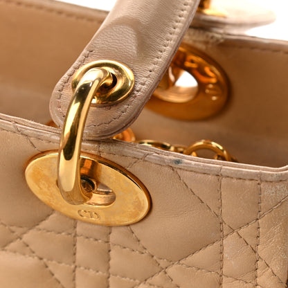Christian Dior Lambskin Cannage Medium Lady Dior Beige 10 of 24