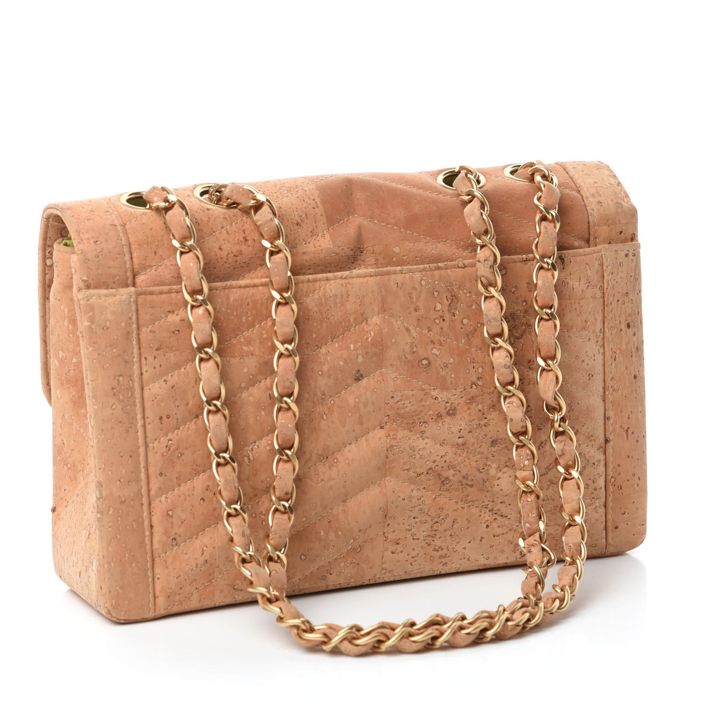 Cork Chevron Quilted Small Mademoiselle Flap Beige