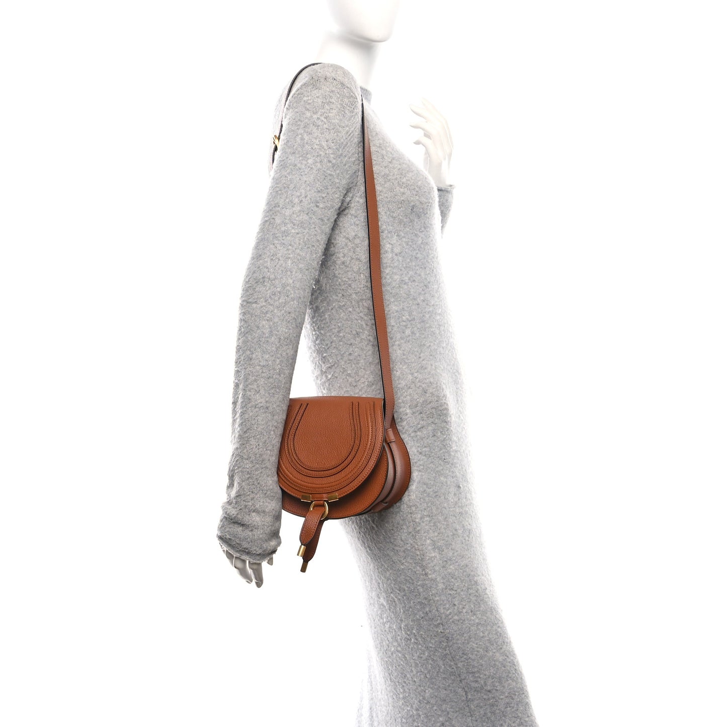Calfskin Mini Marcie Round Crossbody Bag Tan