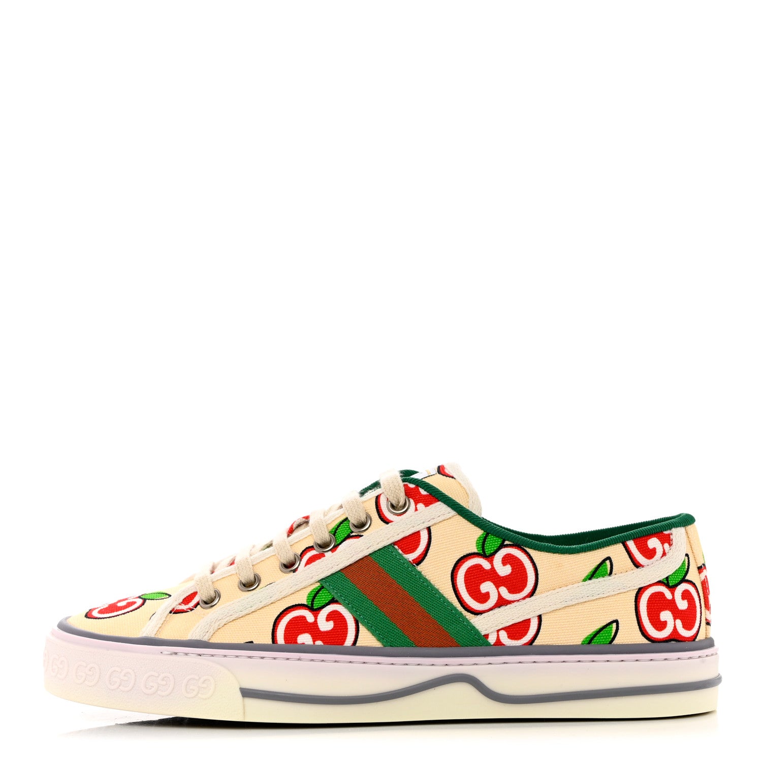 Gucci Canvas Web GG Apple Womens 1977 Tennis Sneakers 38 Ivory Red Mystic White New Shamarock 1 of 8