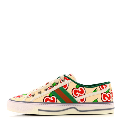 Gucci Canvas Web GG Apple Womens 1977 Tennis Sneakers 38 Ivory Red Mystic White New Shamarock 1 of 8