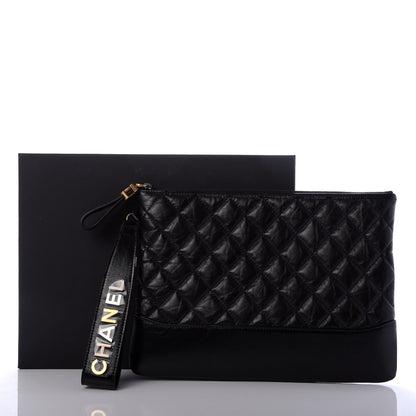 Chanel Aged Calfskin Quilted Medium Gabrielle Cosmetic Case Black 8 of 8