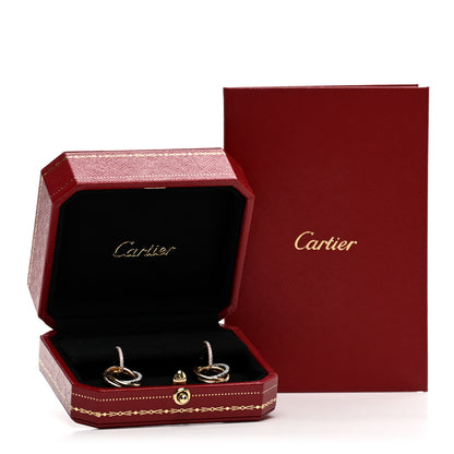 Cartier 18K Yellow Pink White Gold Diamond Trinity Half Pave Drop Earrings 5 of 5
