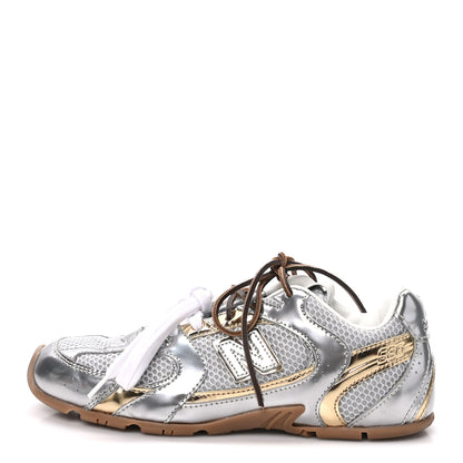 Miu Miu X NEW BALANCE Metallic Calfskin Mesh 530 SL Sneakers 37.5 Argento Platino 1 of 7