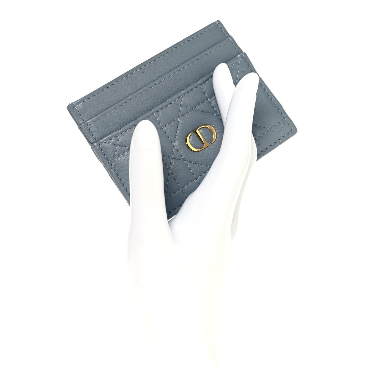 Supple Calfskin Cannage Caro Five-Slot Card Holder Cloud Blue