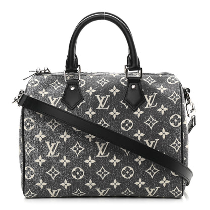 Louis Vuitton Denim Monogram Jacquard Speedy Bandouliere 25 Black 1 of 9