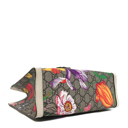 Gucci GG Supreme Monogram Flora Textured Calfskin Small Padlock Tote Beige Ebony Multicolor Mystic White 4 of 10