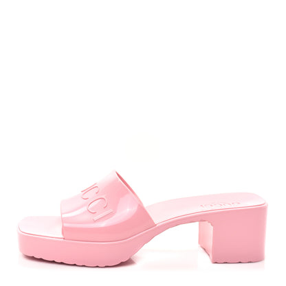 Gucci Rubber Gucci Logo Womens Platform 20/60mm Slide Sandals 41 Wild Rose 1 of 10