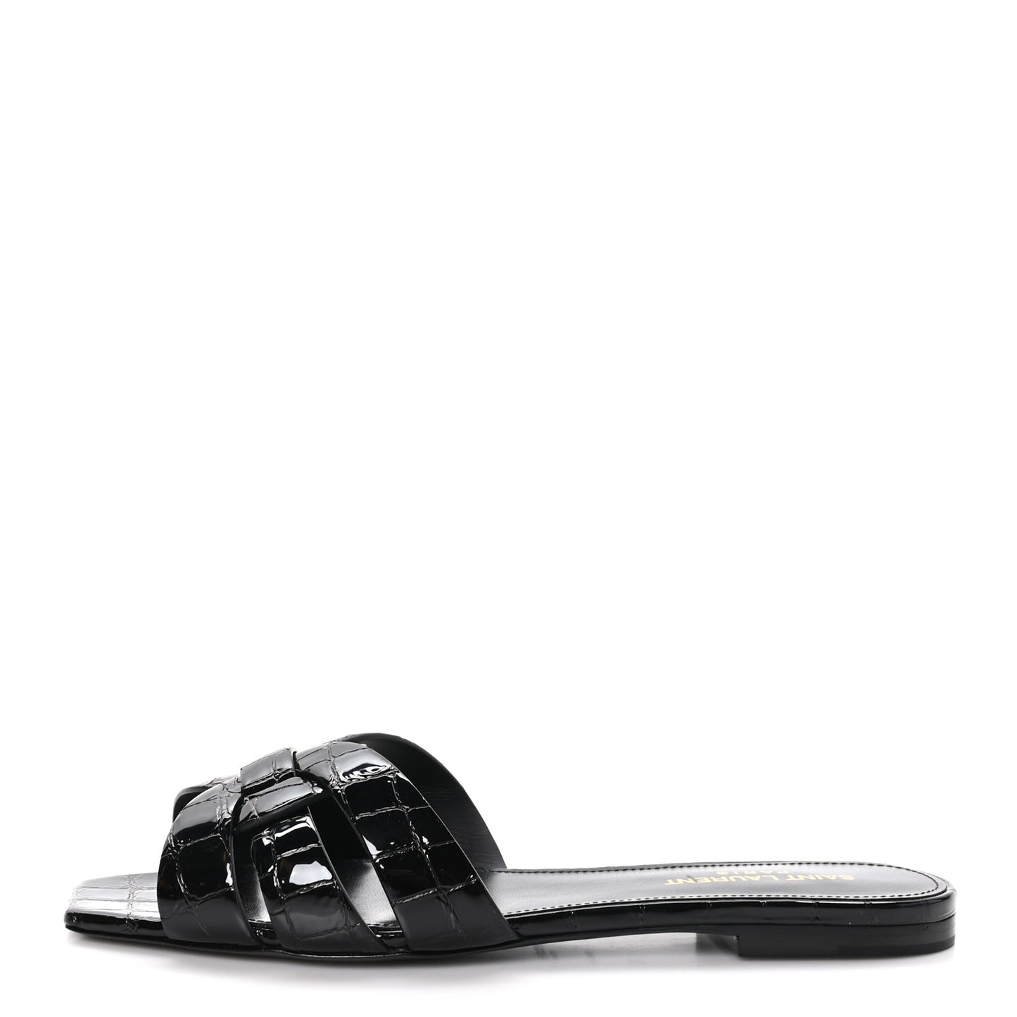 Patent Croc Embossed Tribute 05 Slide Sandals 38 Black