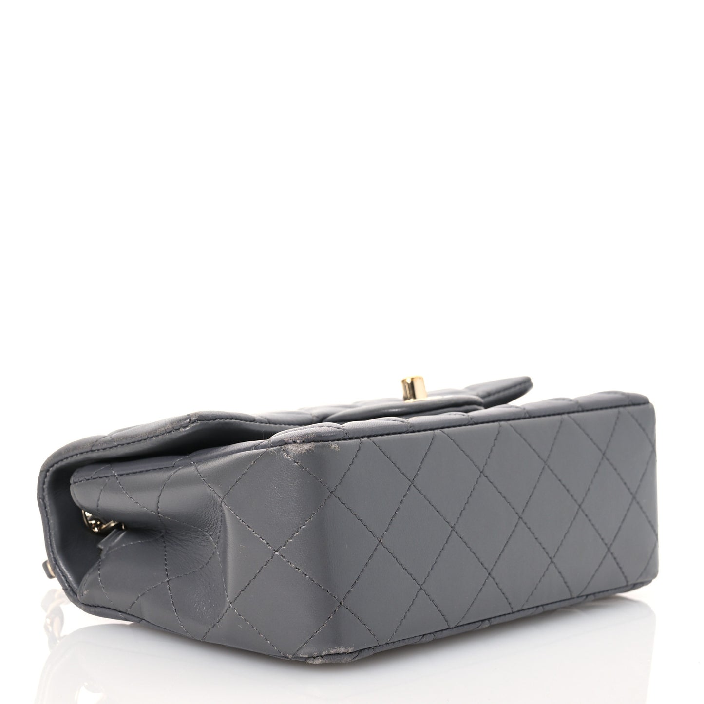 Lambskin Quilted Mini Rectangular Flap Dark Grey