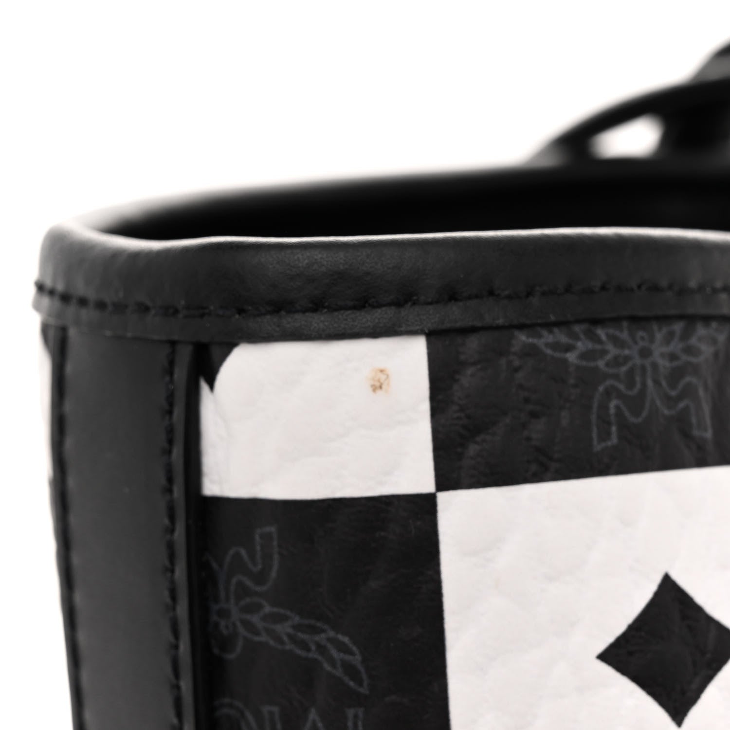 MCM Checkerboard Visetos Medium Aren Shopper Tote Black White 14 of 14
