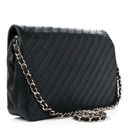 Chanel Lambskin Diagonal Quilted Small Single Flap Black 2 of 16