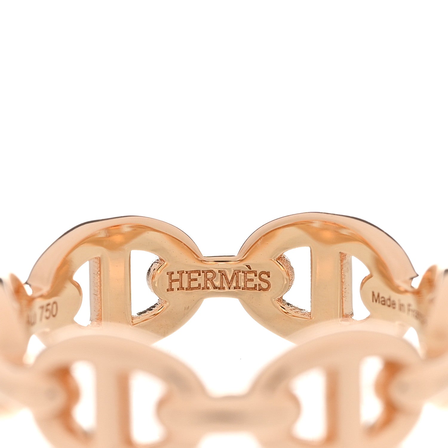 Hermes 18K Rose Gold PM Chaine d'Ancre Enchainee Ring 50 5.25 4 of 9