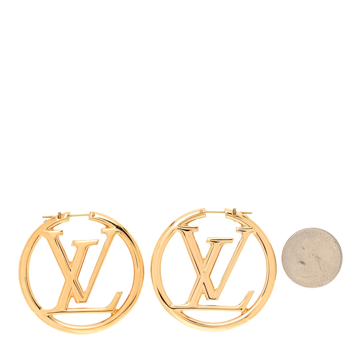Louis Vuitton Metal Louise Hoop Earrings Gold 2 of 5