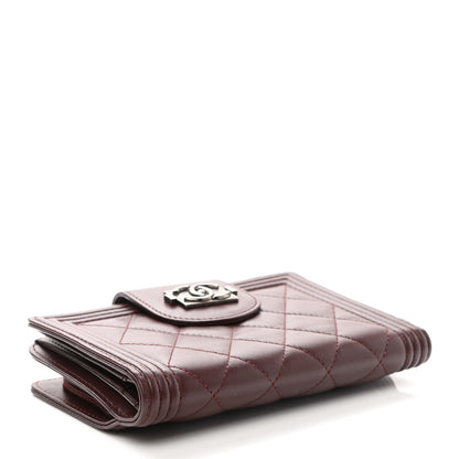 Chanel Lambskin Quilted Boy Zipped Pocket Wallet Burgundy 4 of 8