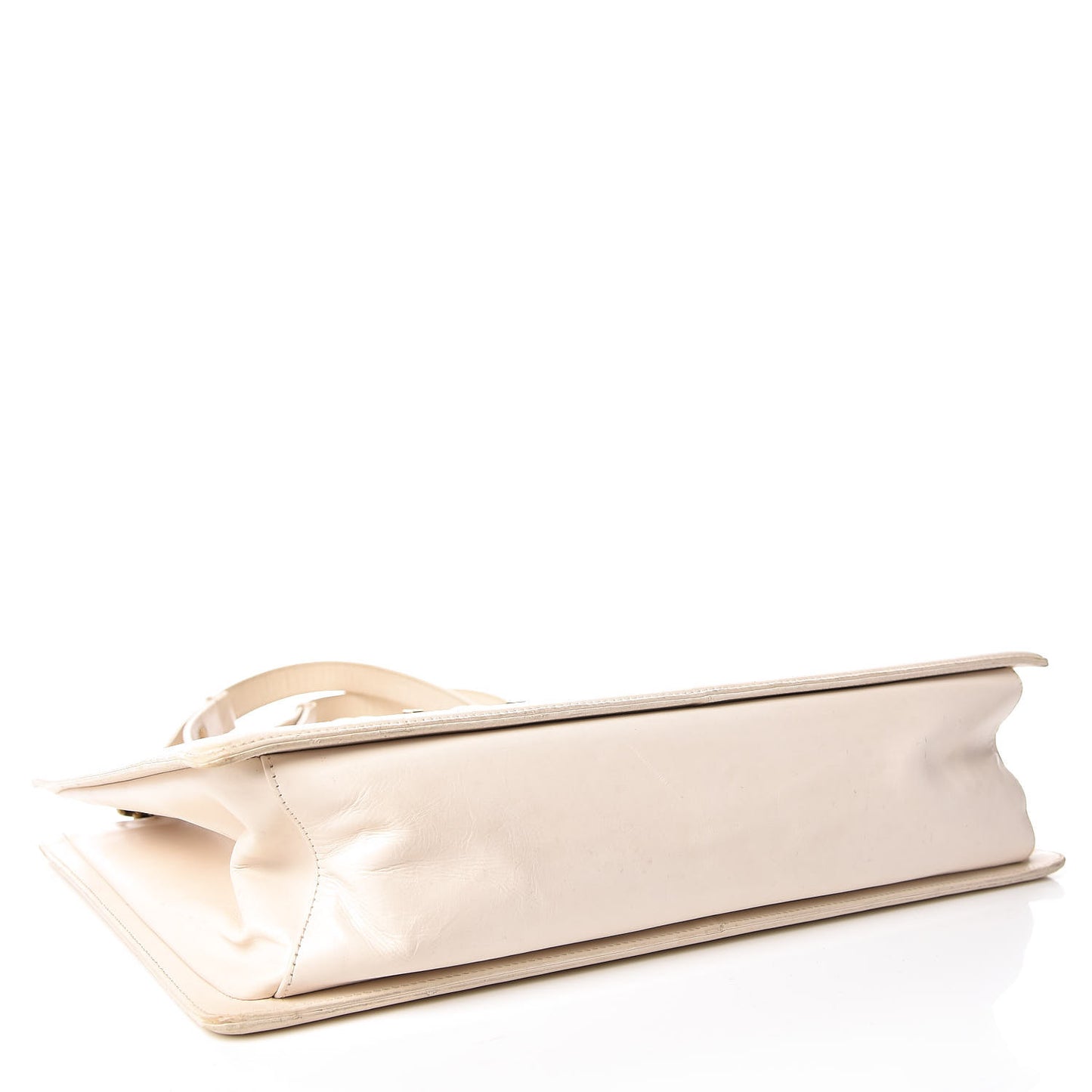 Glazed Calfskin Boy Tote White