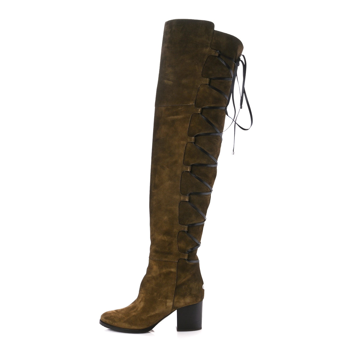 Jimmy Choo Suede Mayfair 65 Boots 36.5 Olive 1 of 9