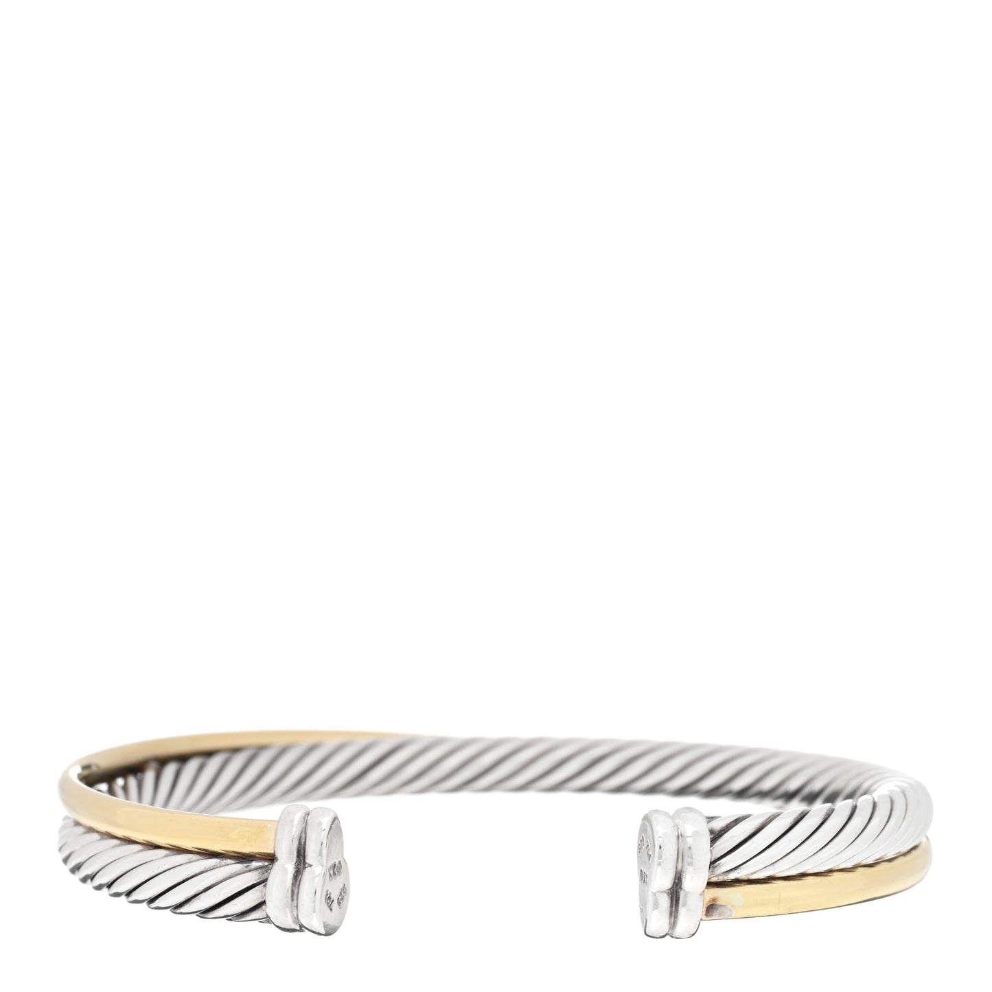 Sterling Silver 18K Yellow Gold 5mm Crossover Cuff Bracelet