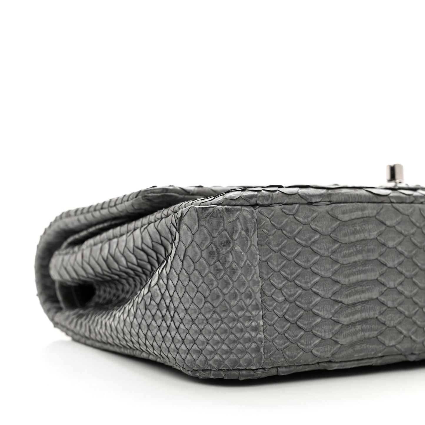 Snakeskin Medium Double Flap Grey