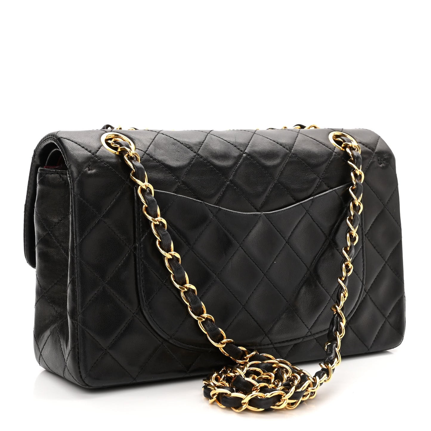 Lambskin Quilted Small Double Flap Black