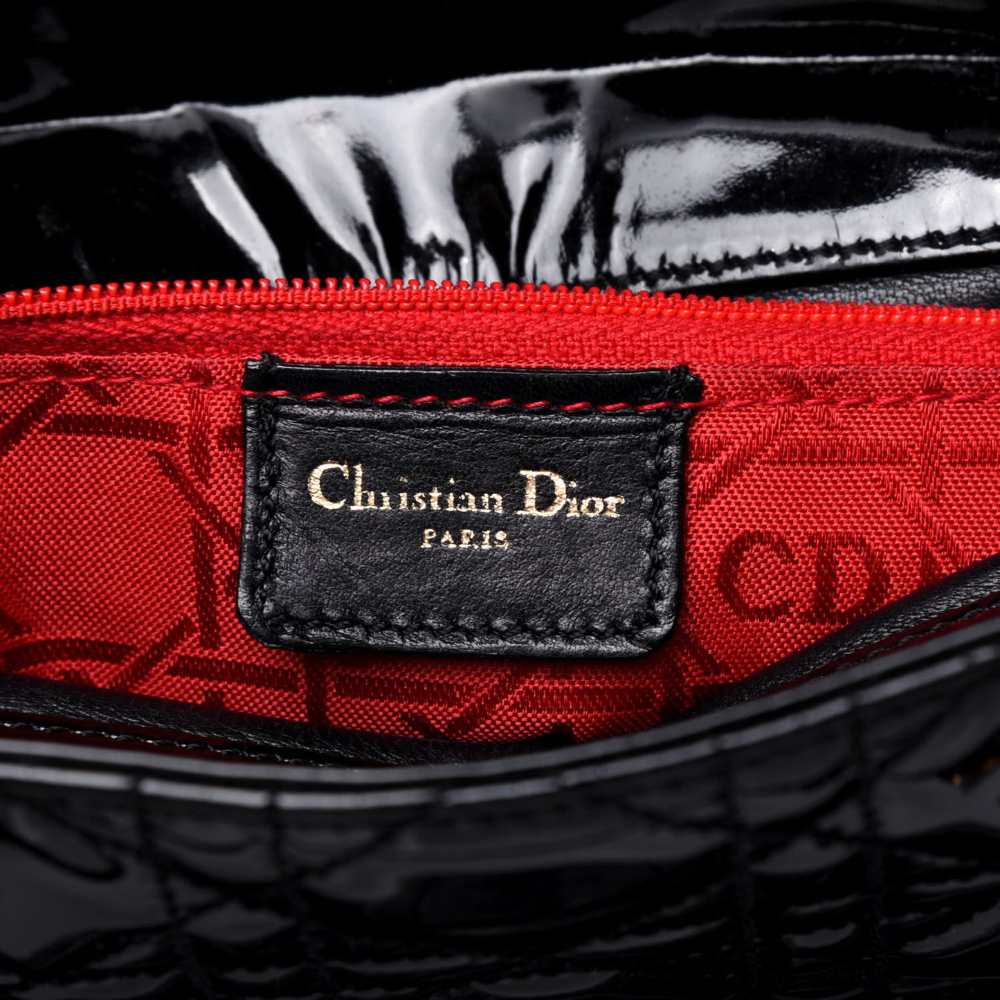 Patent Cannage Medium Lady Dior Black