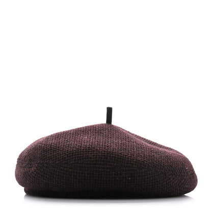 Chanel Wool Fabric CC Beret M Burgundy Black 6 of 8