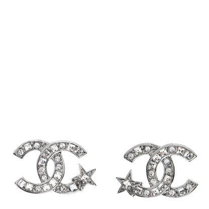 Chanel Crystal CC Starfall Earrings Silver 1 of 5