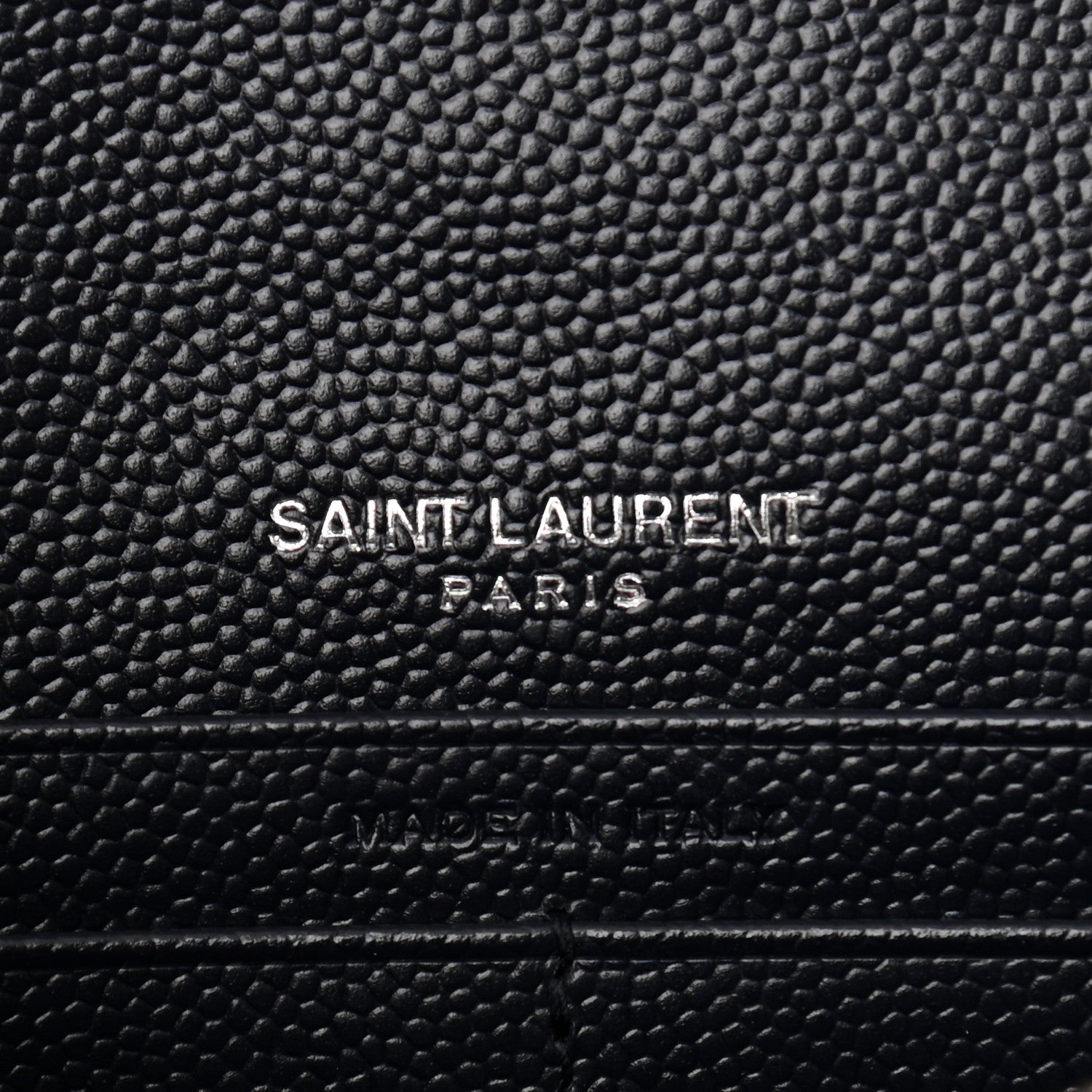 Saint Laurent Grain De Poudre Matelasse Chevron Monogram Envelope Chain Wallet Navy 6 of 10