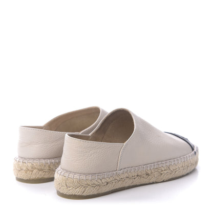 Chanel Grained Calfskin CC Espadrilles 35 Beige Black 4 of 10