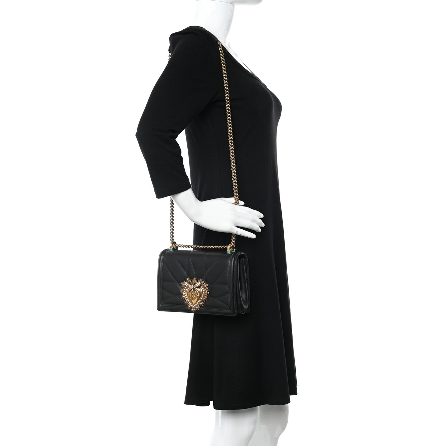 Calfskin Medium Devotion Crossbody Bag Black