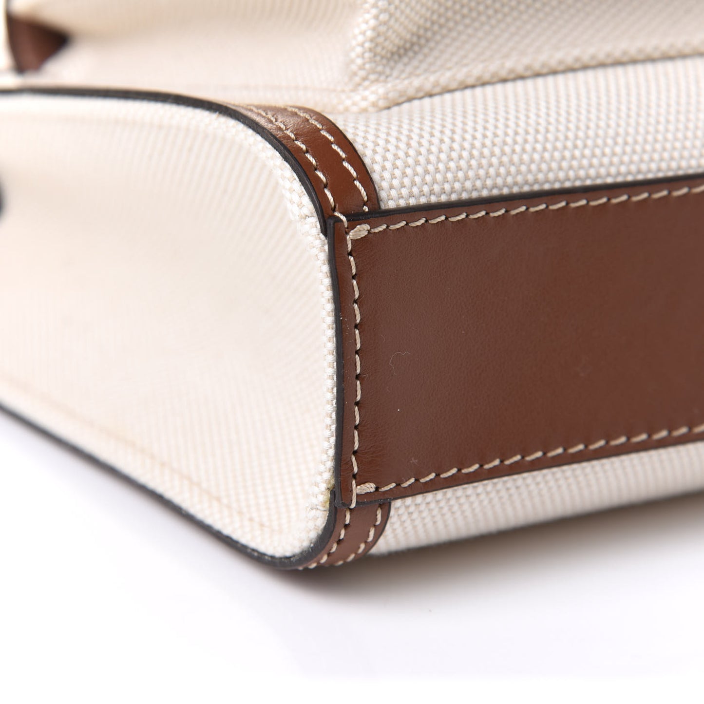 Canvas Smooth Calfskin Two Tone Mini Pocket Bag Natural Malt Brown