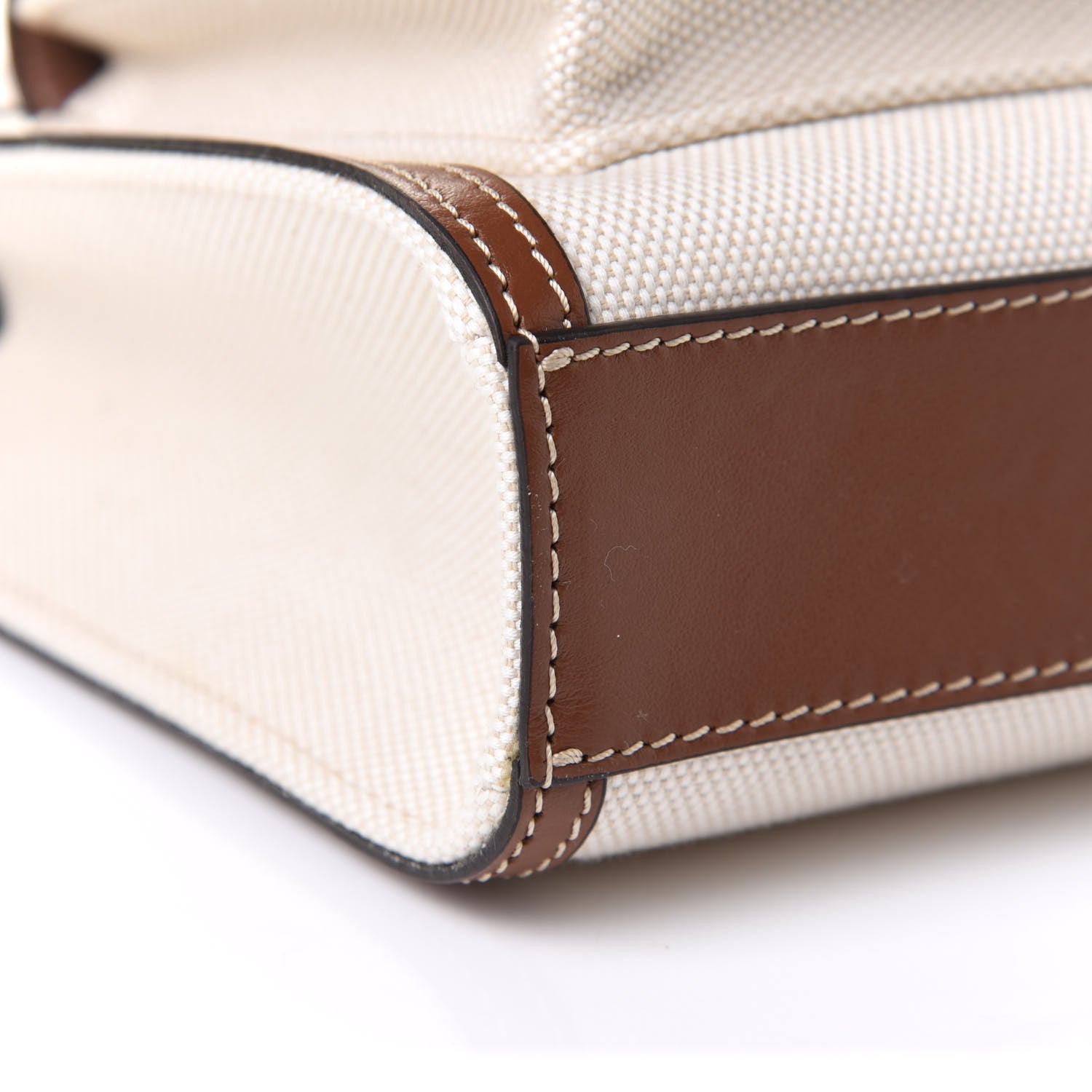 Burberry Canvas Smooth Calfskin Two Tone Mini Pocket Bag Natural Malt Brown 9 of 10