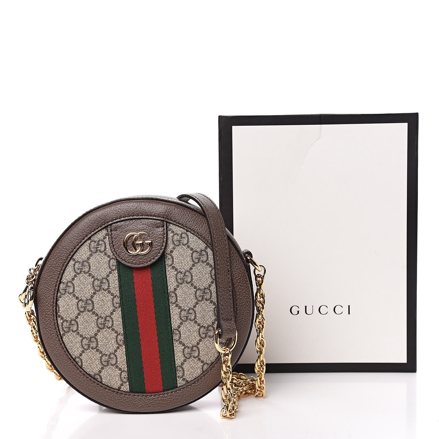 Gucci GG Supreme Monogram Web Mini Ophidia Round Shoulder Bag Brown 11 of 11