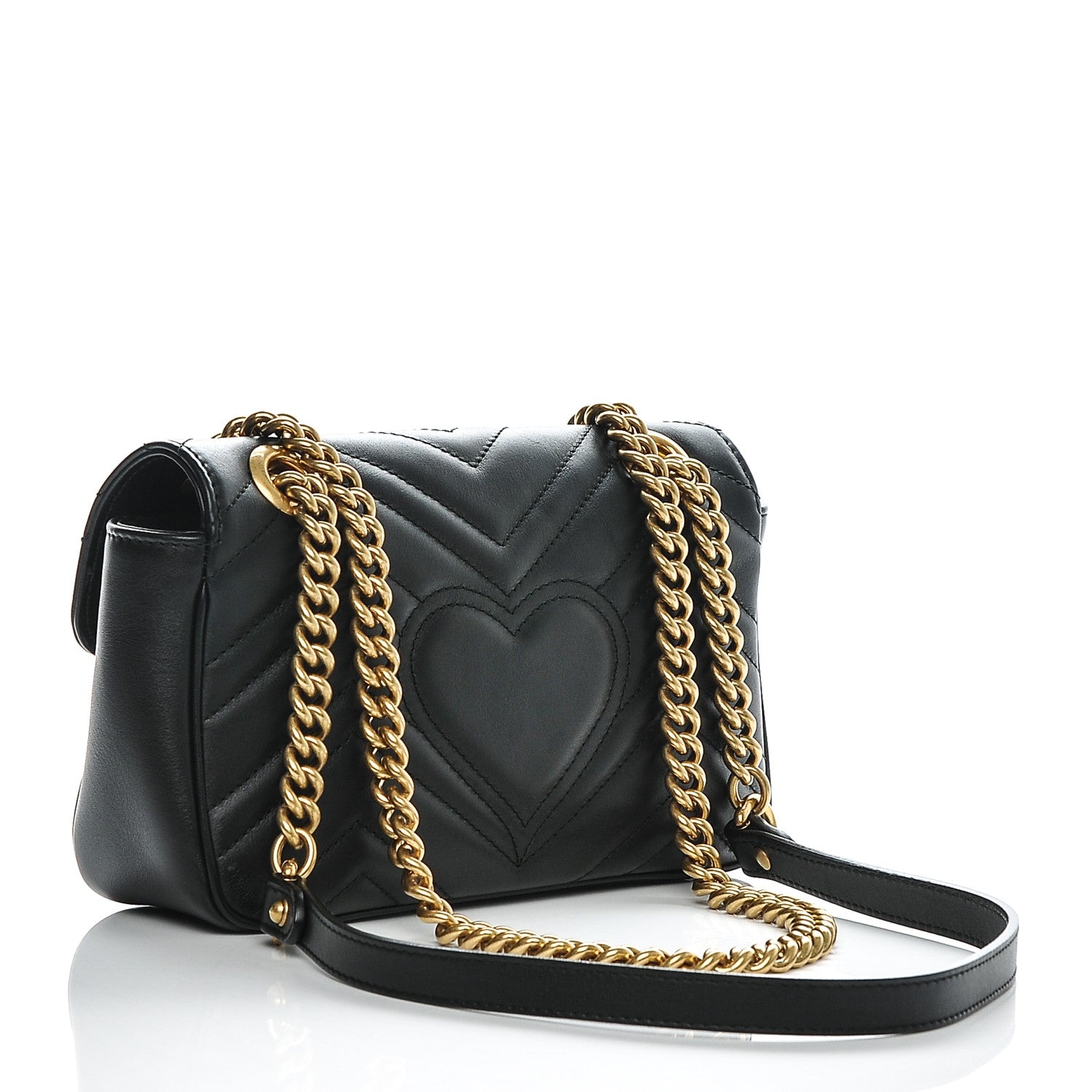 Gucci Calfskin Matelasse Mini GG Marmont Shoulder Bag Black 3 of 6