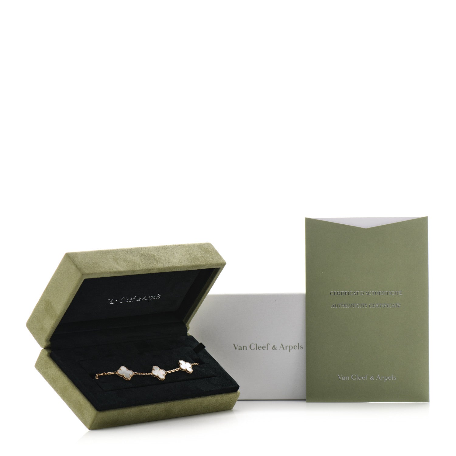 Van Cleef & Arpels 18K Yellow Gold Mother of Pearl 5 Motifs Vintage Alhambra Bracelet 7 of 7