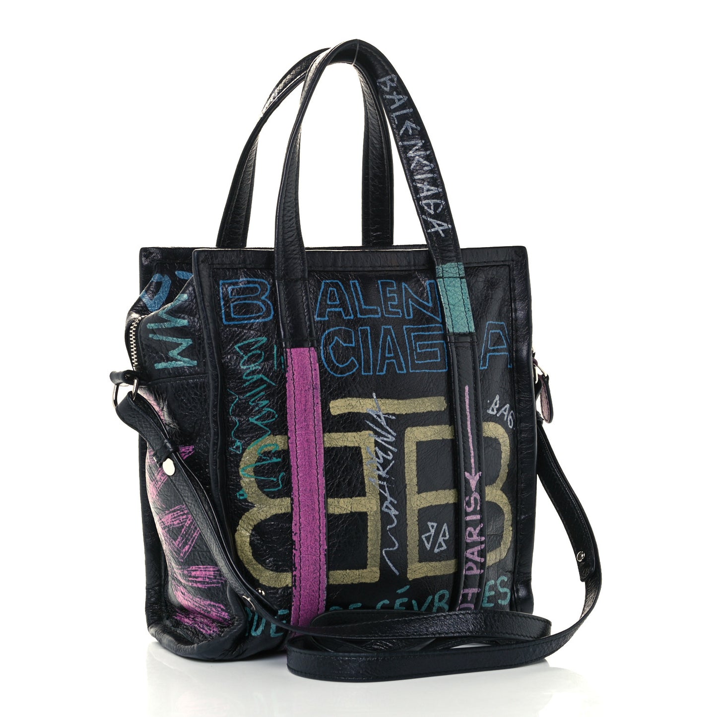 Agneau Arena Graffiti All Over XS Bazar Shopper Tote Black Multicolor