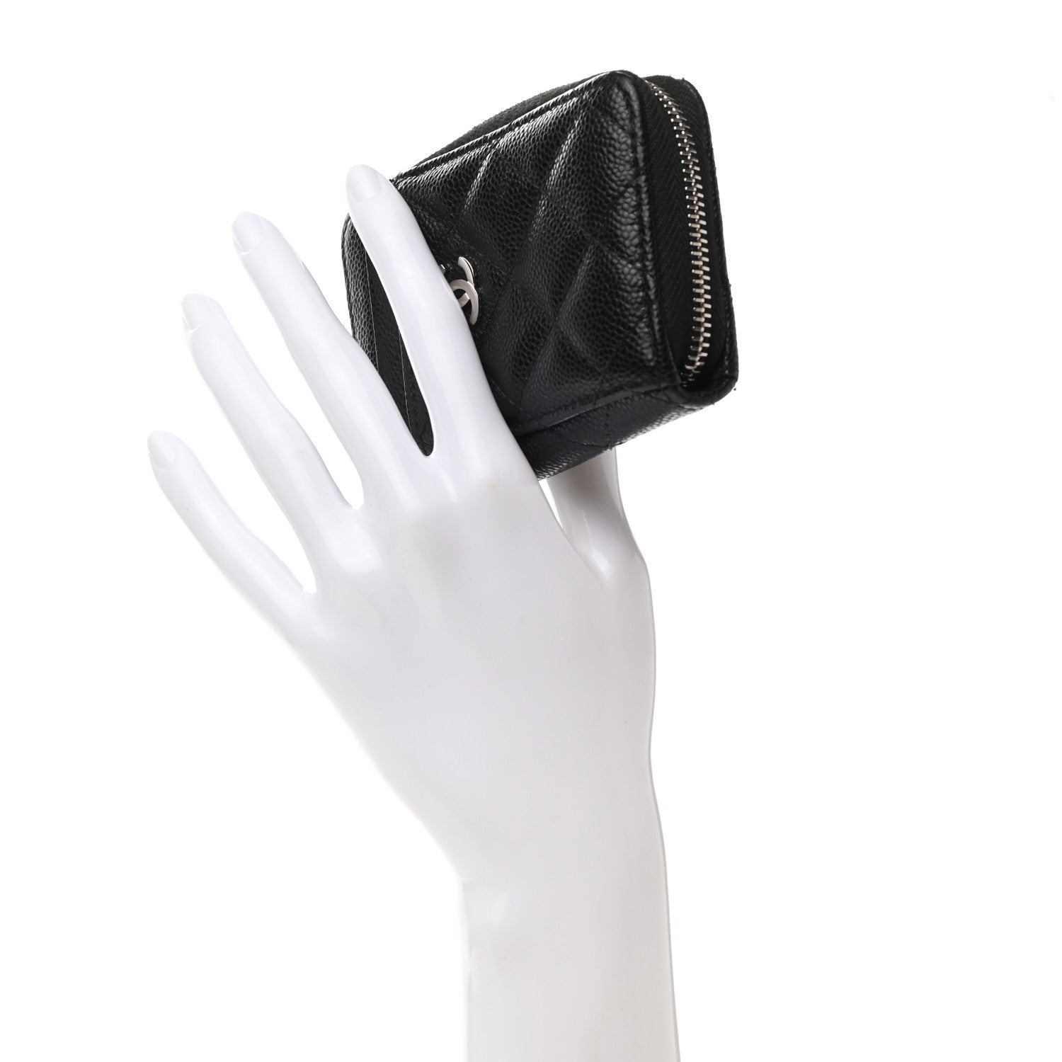 Chanel Caviar Quilted Zip Card Holder Black 2 of 8