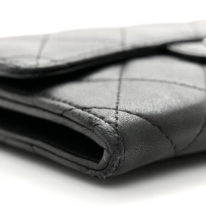 Chanel Lambskin Quilted Flap Card Holder Wallet Black 9 of 11