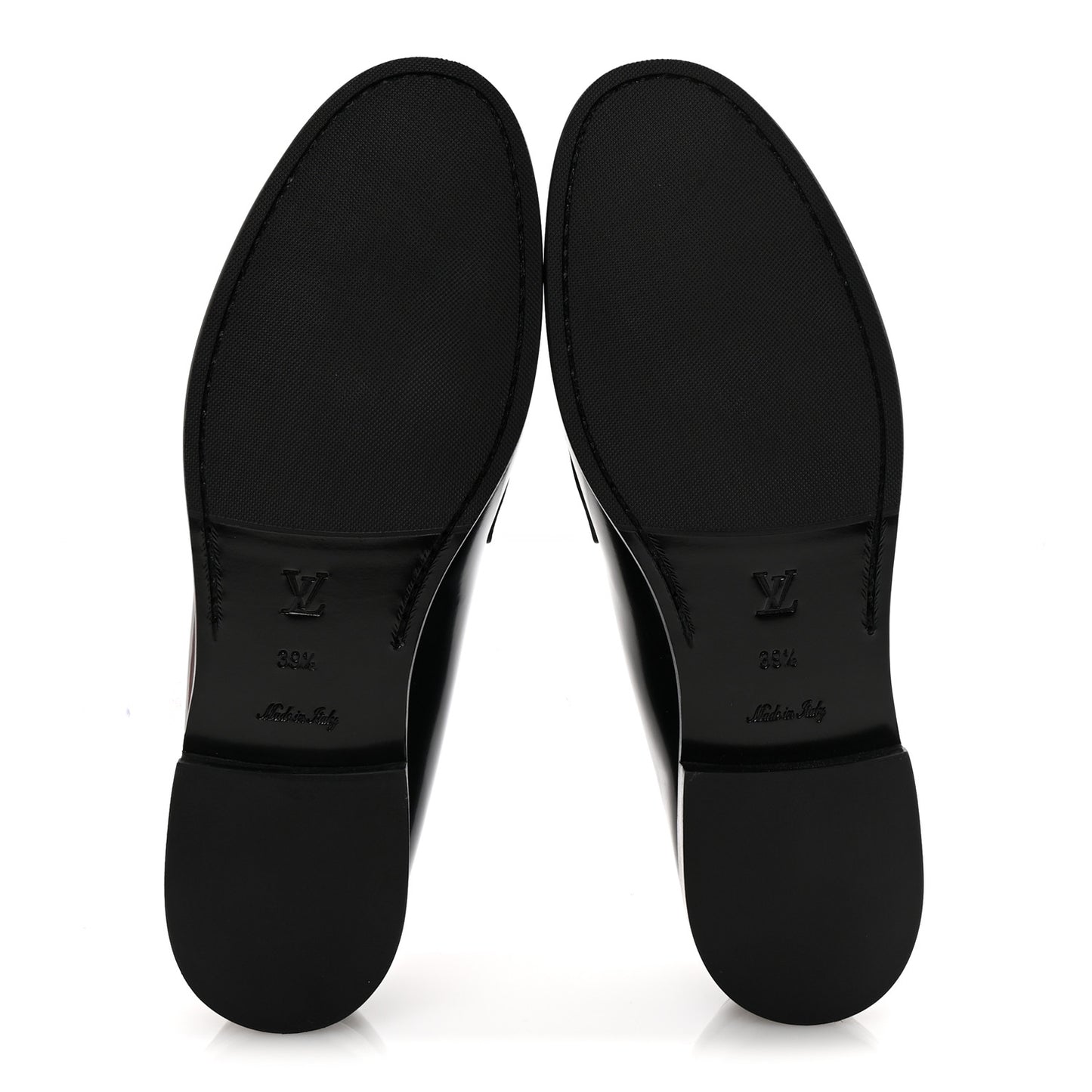 Glazed Calfskin Chess Flat Loafer 39.5 Black
