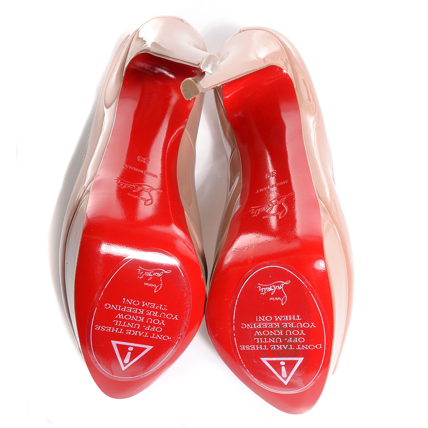 Christian Louboutin Patent Lady Peep 150 Pumps 39 Nude 5 of 7
